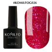Гель-лак Komilfo DeLuxe Series №G026 (насыщенный розовый с светло розовыми блестками), 8 мл
