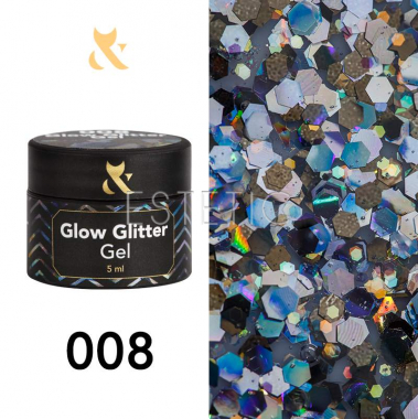Гель-лак F.O.X Glow Glitter Gel 008 (яркое ассорти блесток), 5 мл
