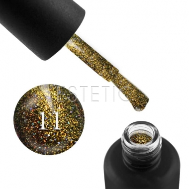 Гель-лак Edlen Professional Peacock №011 (золотисто-оливковий, з блисківками та шиммером), 8мл