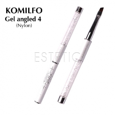 Пензель Komilfo Gel angled №4 (Nylon) для акрилових фарб та гелю.