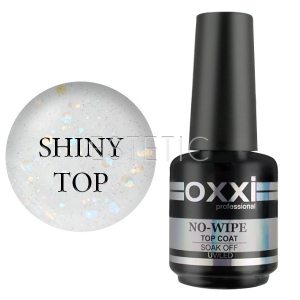 OXXI Professional No Wipe Shiny Top - Закрепитель для гель-лака с шиммером без липкого слоя, 10 мл