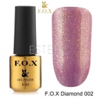 Гель-лак F.O.X Diamond №002 (пепельно-розовый с золотистым шиммером), 6 мл