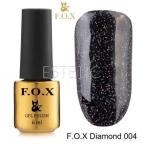 Гель-лак F.O.X Diamond №004 (черный с цветными мелкими переливающимися блестками), 6 мл