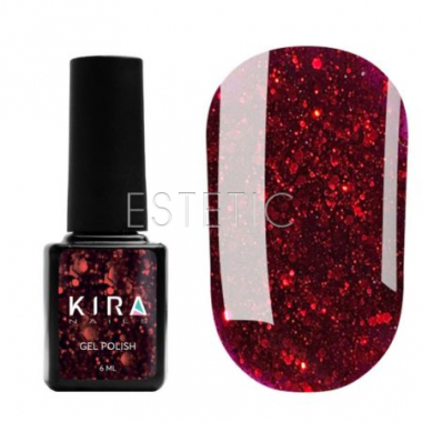 Гель-лак Kira Nails Shine Bright №SB011 (красный с блестками), 6 мл