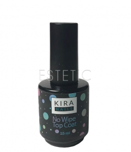 Kira Nails No wipe Top Coat - Закрепитель для гель-лака БЕЗ липкого слоя, 15 мл