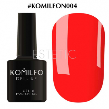 Гель-лак Komilfo DeLuxe Series №N004 (ярко-оранжевый, неоновый), 8 мл