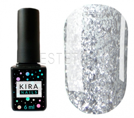 Гель-лак Kira Nails Shine Bright №SB001 (серебро с блестками), 6 мл