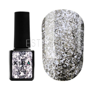 Гель-лак Kira Nails Shine Bright №SB001 (серебро с блестками), 6 мл