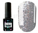 Гель-лак Kira Nails Shine Bright №SB004 (темне срібло з дрібними червоними блискітками), 6 мл