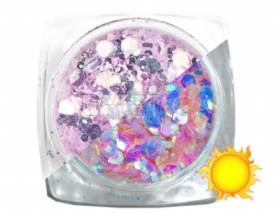 Komilfo блесточки фотохромные MIX-003, микс размеров, (сиреневый/розово-синий фотохром), 2,5 г