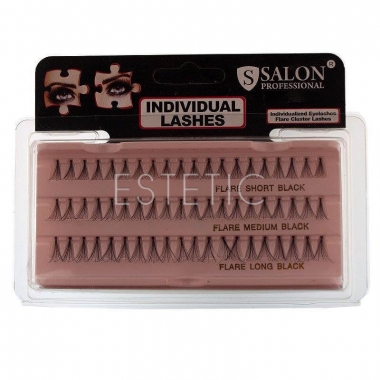 Salon Professional Ресницы пучковые MIX (короткие, средние, длинные), черные