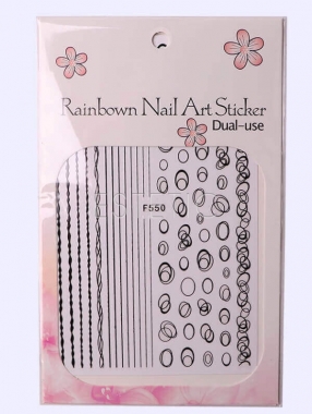 Komilfo Nail Art Sticker - наклейки для дизайна ногтей F550 черные