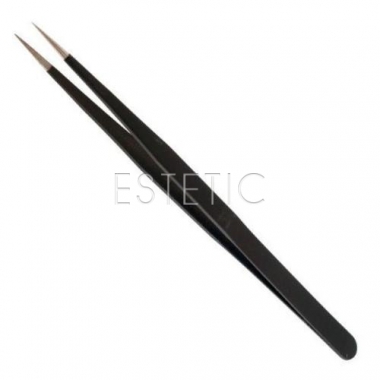 Пинцет Salon Professional для наращивания ресниц, черный, прямой, 12 см