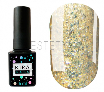 Гель-лак Kira Nails Shine Bright №SB005 (золото с блестками), 6 мл