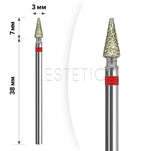 mART Насадка алмазна М-001 Конус гострий Red 3*7 мм (м'яка)