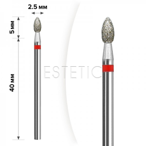 mART Насадка алмазна М-010 Бутон Red 2,5*5 мм (м'яка)