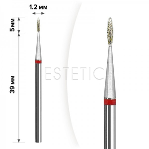 mART Насадка алмазна М-03 Свічка Red 1,2 * 5 мм (м'яка)
