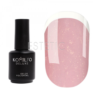 Komilfo KC Glitter French Rubber Base №KC004 - Каучукова френч-база (бежево-рожевий з золотим мікроблиском), 15 мл