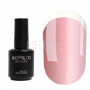 Komilfo KC Glitter French Rubber Base №KC001 - Каучуковая френч-база (светло-розовый с золотым микроблеском), 15 мл