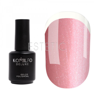 Komilfo KC Glitter French Rubber Base №KC002 - Каучукова френч-база (світло-рожевий зі срібним мікроблиском), 15 мл