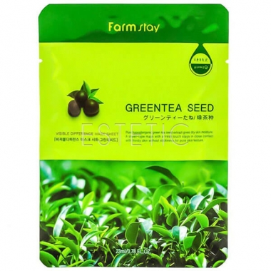 FarmStay Visible Difference Mask Sheet Greentea Seed - Маска тканевая для лица с экстрактом семян зеленого чая, 23 мл
