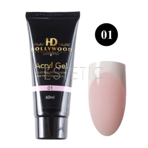 Акрил-гель Hollywood Acryl Gel №01 (світло-рожевий, з мікроблеском), 60 мл