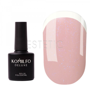 Komilfo KC Glitter French Rubber Base №KC006 - Каучукова френч-база (бежево-рожевий з блакитним мікроблиском), 15 мл