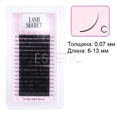 Ресницы Lash Secret завиток C 0,07 (16 лент: длина 6-13 мм), черные