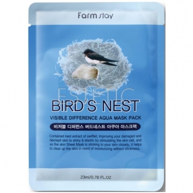 FarmStay Visible Difference Birds Nest Aqua Mask Pack - Маска тканинна для обличчя з екстрактом ластівчиного гнізда, 23 мл