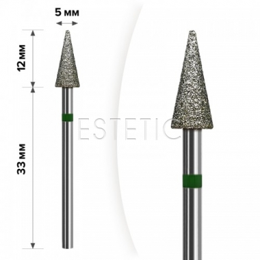 mART Насадка алмазная М-027 Конус Green 5*12 мм (грубая)