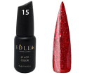 Гель-лак Edlen Professional №015 (червоний, з дрібними і великими блискітками), 9 мл