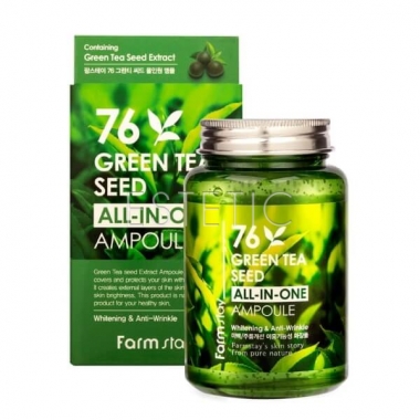 FarmStay All-In-One 76 Green Tea Seed Ampoule - Ампульна сироватка з зеленим чаєм, 250 мл