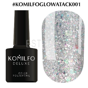 Гель-лак Komilfo Glow Attack №001 (серебро, голографик), 8 мл