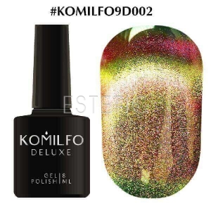 Гель-лак Komilfo 9D Cat’s eye №002 (салатово-золотой, магнитный), 8 мл
