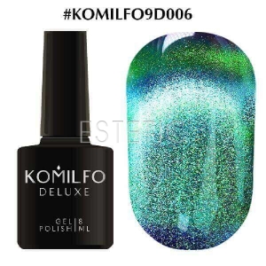 Гель-лак Komilfo 9D Cat’s eye №006 (бирюзово-зеленый, магнитный), 8 мл
