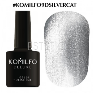 Гель-лак Komilfo Cat’s eye 9D Silver Cat (серебряный, магнитный), 8 мл