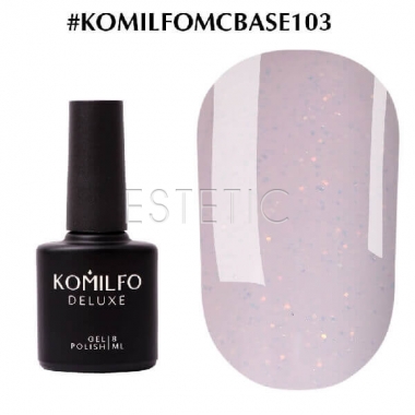 Komilfo Moon Crush Base №103 - Базовое покрытие (молочно-розовый, золотые блесточки, полупрозрачный), 8 мл