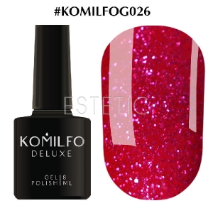 Гель-лак Komilfo DeLuxe Series №G026 (насыщенный розовый с светло розовыми блестками), 8 мл
