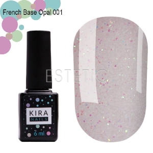 Kira Nails French Base Opal №001 - камуфлирующая база (опаловый), 6 мл