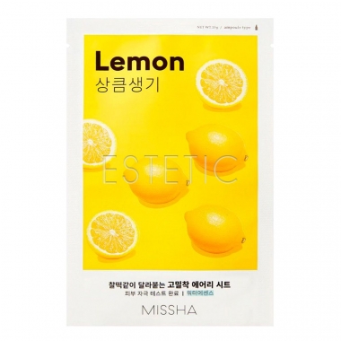 Missha Airy Fit Lemon Sheet Mask - Маска тканинна для обличчя з екстрктом лимону, 19 г