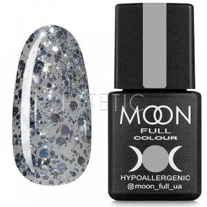 Гель-лак MOON FULL Color Gel Polish №327 (серебряный глиттер на полупрозрачной основе), 8 мл
