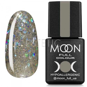 Гель-лак MOON FULL Color Gel Polish №328 (серебристо-золотой с разноцветным глиттером), 8 мл