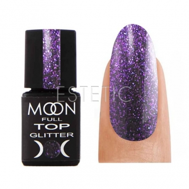 Топ глиттерный MOON FULL Top Glitter №05 Violet (прозрачный с фиолетовым микроблеском), 8 мл