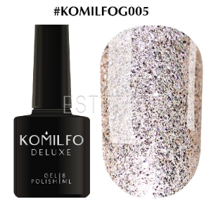 Гель-лак Komilfo DeLuxe Series №G005 (насыщенные светло-золотистые блестки с легким розовым переливом), 8 мл