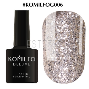 Гель-лак Komilfo DeLuxe Series №G006 (темно-серебристые насыщенные блестки с золотым отливом), 8 мл