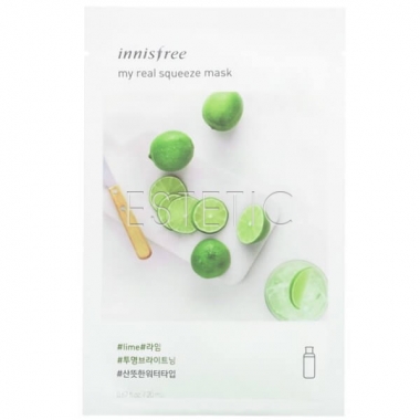 Innisfree It's real squeeze Mask Lime - Тканинна маска з екстрактом лайма, 20 мл 