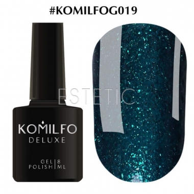Гель-лак Komilfo DeLuxe Series №G019 (темный изумруд, с насыщенными мелкими блестками), 8 мл