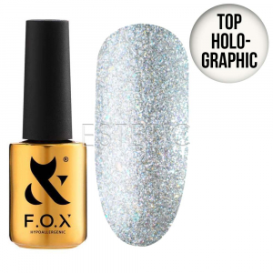 F.O.X Top Holographic - Топ для гель-лаку з ефектом срібного мікроблиску,  7 мл