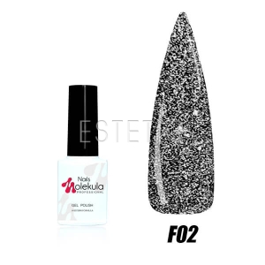 Гель-лак Molekula FLASH Effect F02 (графітовий, світловідбиваючий), 6 мл