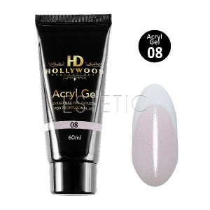 Акрил-гель Hollywood Acryl Gel №08 (світло-рожевий, з мікроблиском), 60 мл